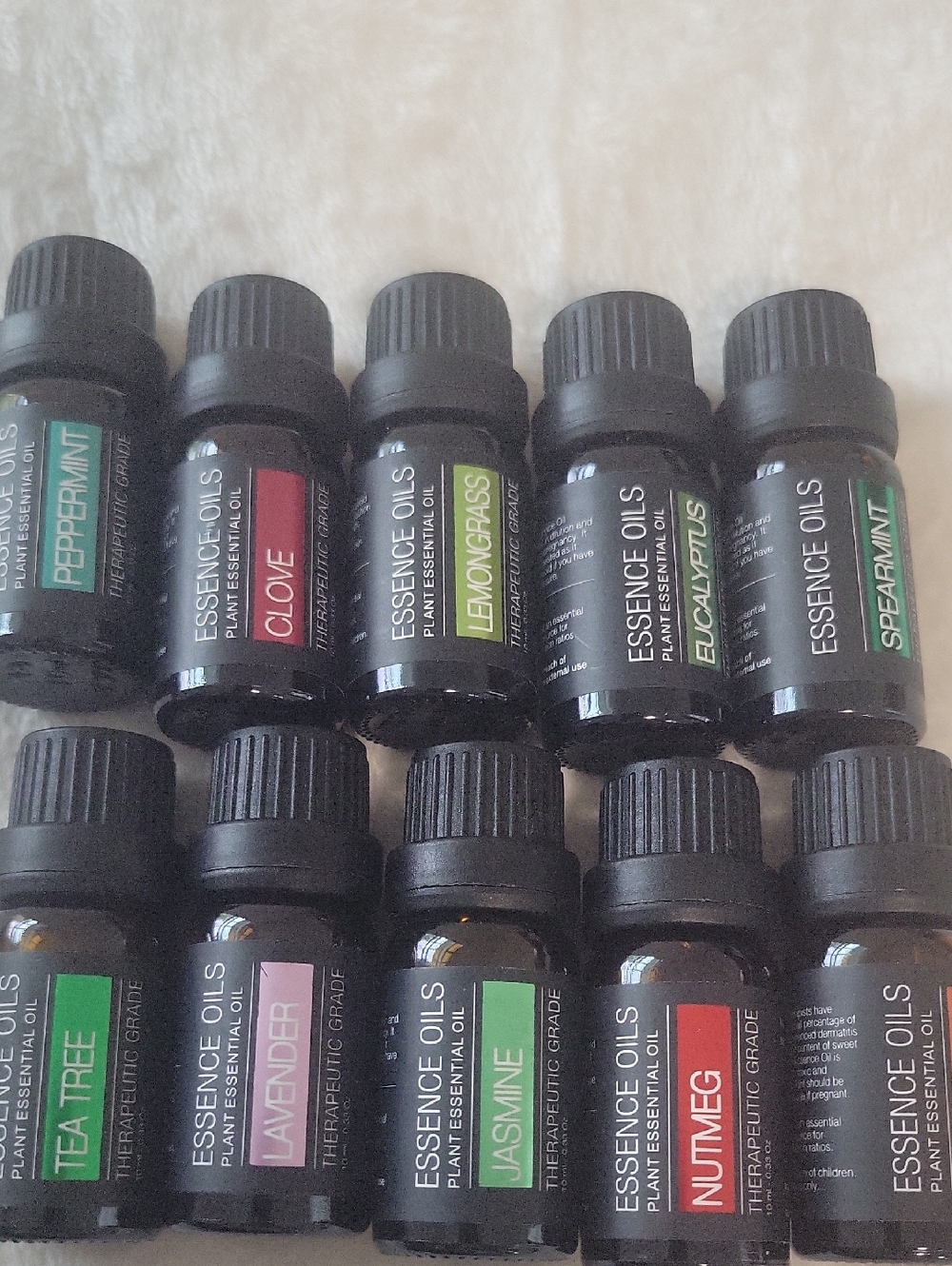 Essence Oils 10-Pack Assorted Scents - Peppermint, Clove, Lemongrass & More